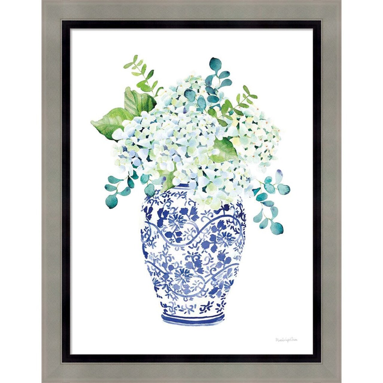 Chinoiserie Hydrangea II by Mercedes Lopez Charro, Framed Art